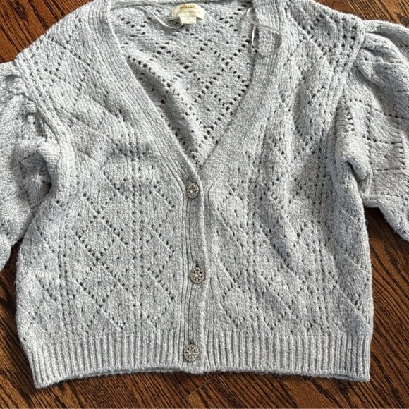 Anthropologie - Maeve Pointelle Chunky Sweater w/Rhinestone Buttons - size M - Picture 3 of 6